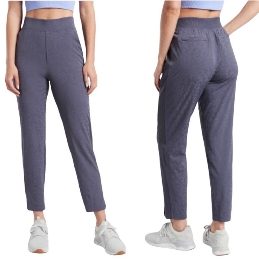 Athleta | Women’s Blue Textured Leopard Brooklyn Ankle Pants Size 10